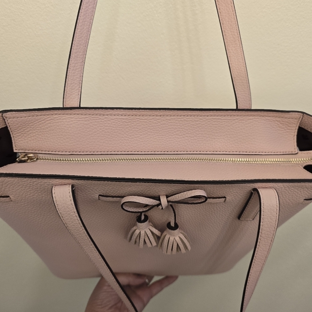 NWT Kate Spade Pebbled Leather Medium Top Zip Tote Bag, Rose Smoke - Picture 5 of 9